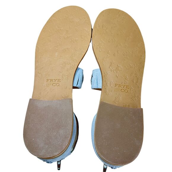 Frye & Co Port to Band Sandal Leather Sandal Ice Blue Women 9.5M NWB Ankle Strap - Picture 6 of 7